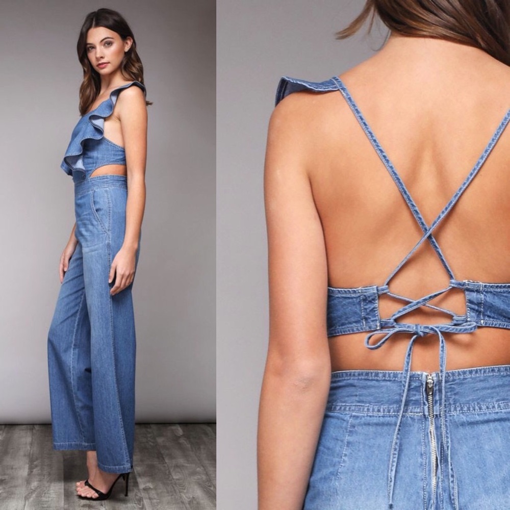 ELIZA Ruffle Lace Up Jumpsuit - Picture 5 of 6